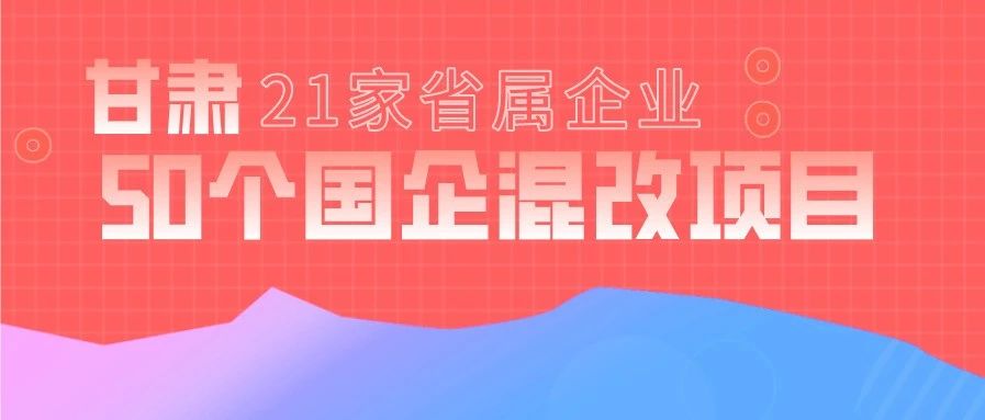 甘肃21家省属企业推出50个国企混改项目